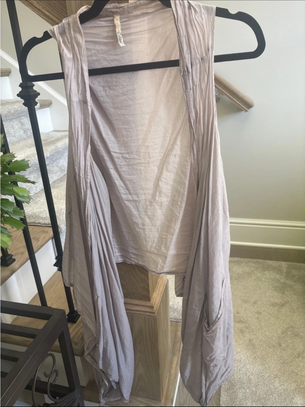 Light Taupe Draped Women's Sleeveless duster